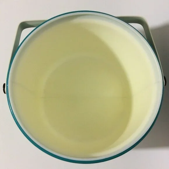 Vintage Thermos Plastic Ice Bucket Teal White Bar Restaurant Man Cave Decor - Picture 9 of 12